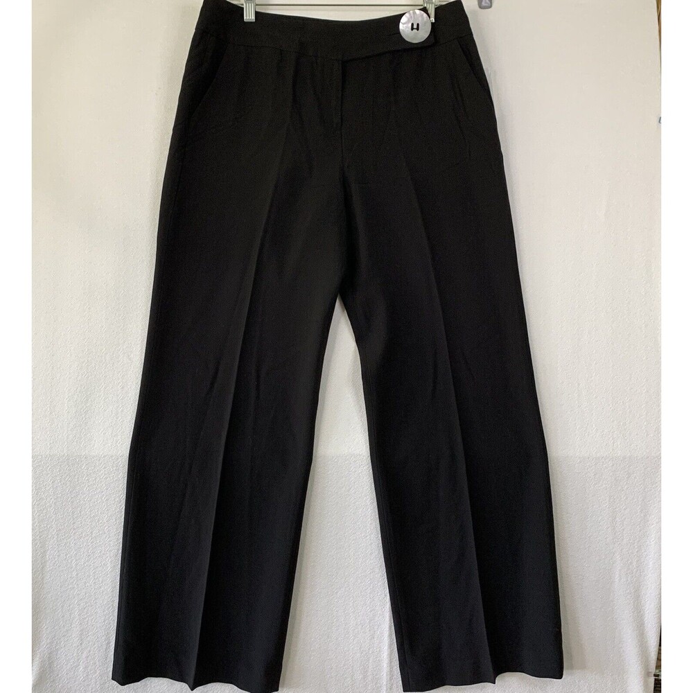 Larry Levine Pants Women 12 Stretch Black Flat Front Corpcore Casual Office Work